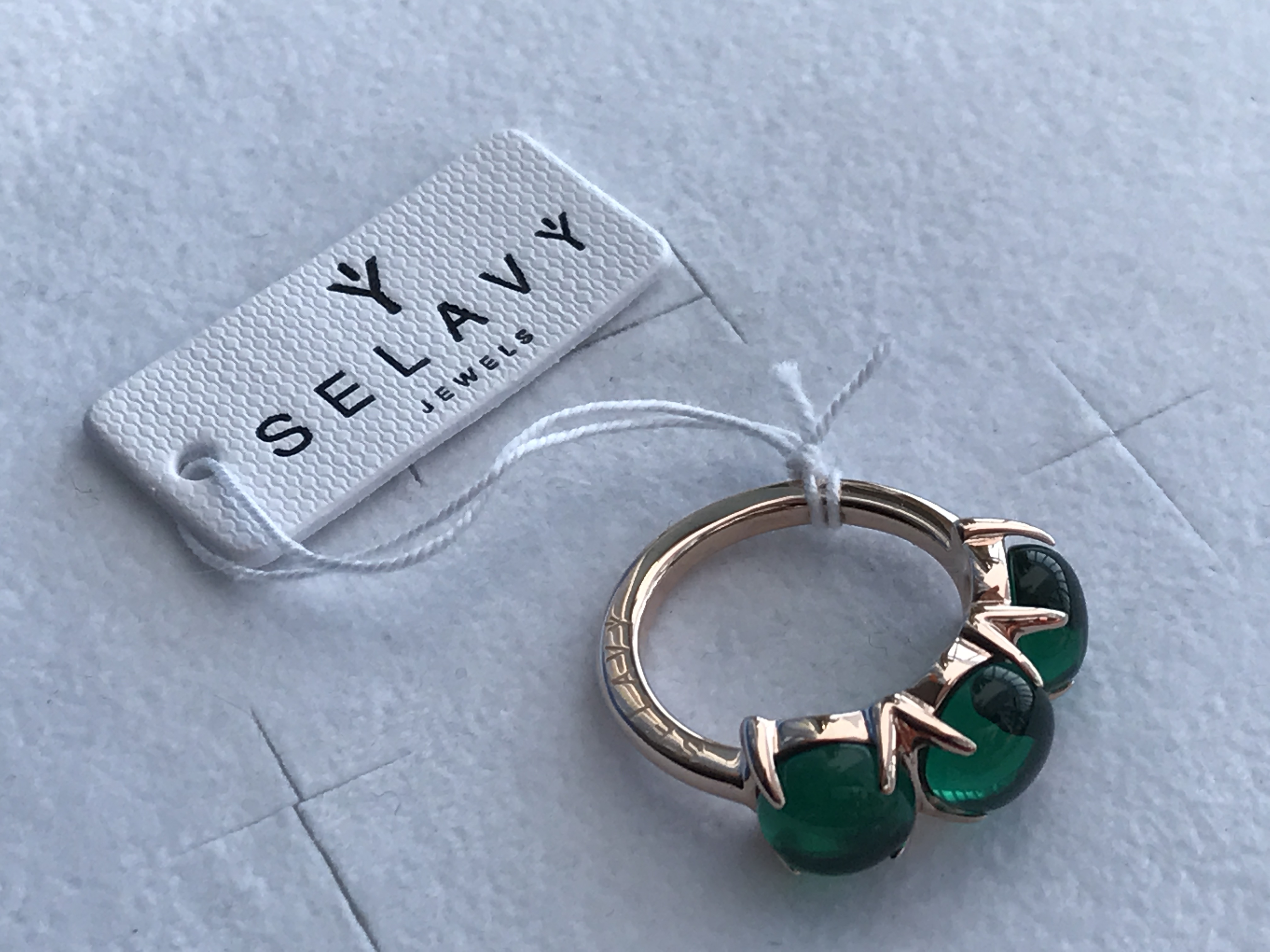 SELAVY’ JEWELS ANELLO TRILOGY COLLEZIONE BOULE TR100R VERDE 3