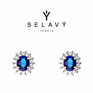 SELAVY’ JEWELS ORECCHINI ORO BIANCO DIAMANTI E ZAFFIRI NATURALI